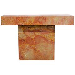 Modern Mid-Century Vintage Cubist Style Marble Rouge Console Table