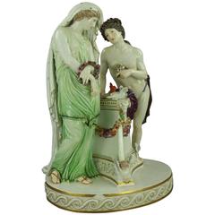 Antique German Meissen Porcelain Figural Group, Classical Courting Couple