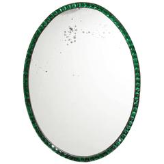 Very Rare, Irish Regency, Green Glass Lozenge Mirror