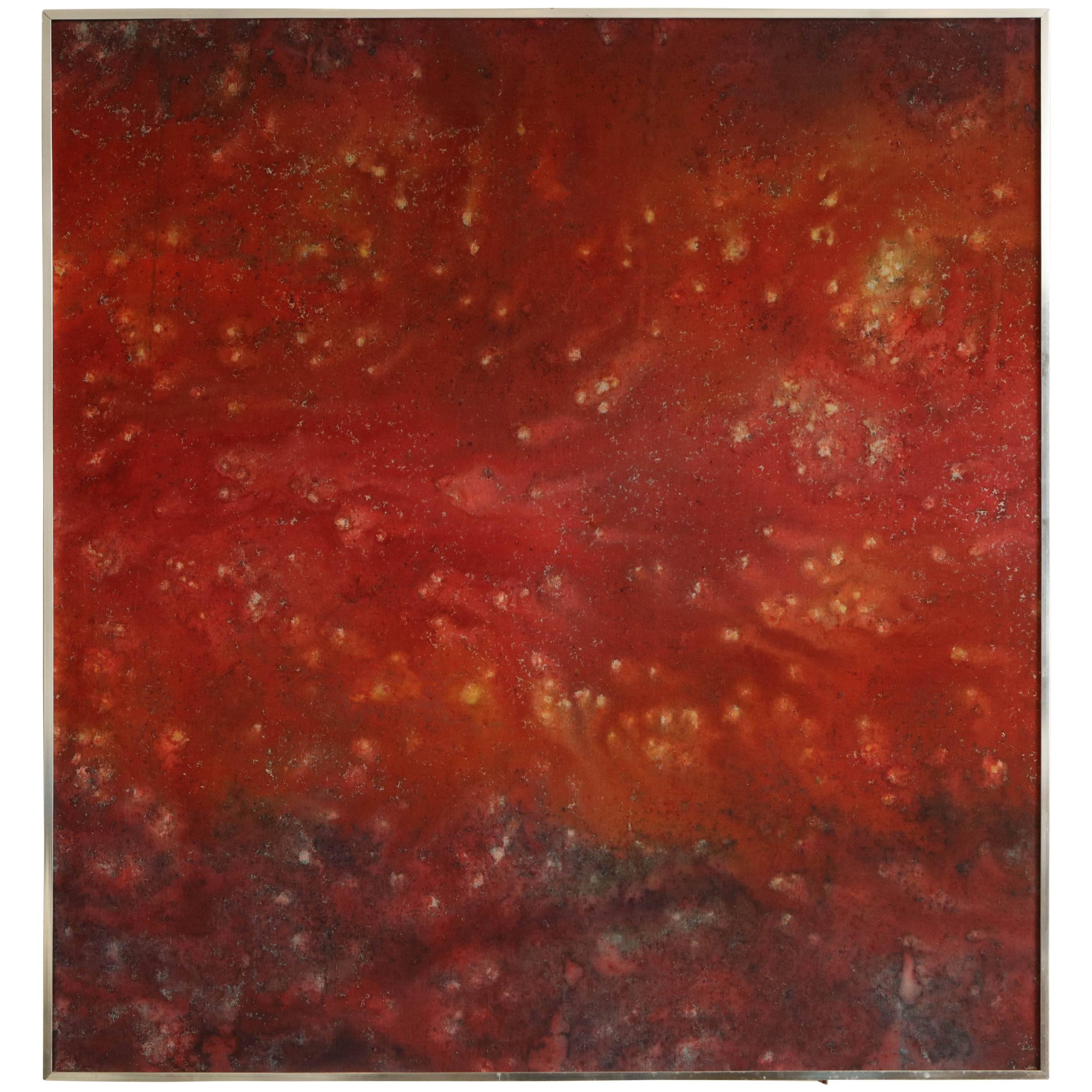Peinture rouge abstraite contemporaine en vente