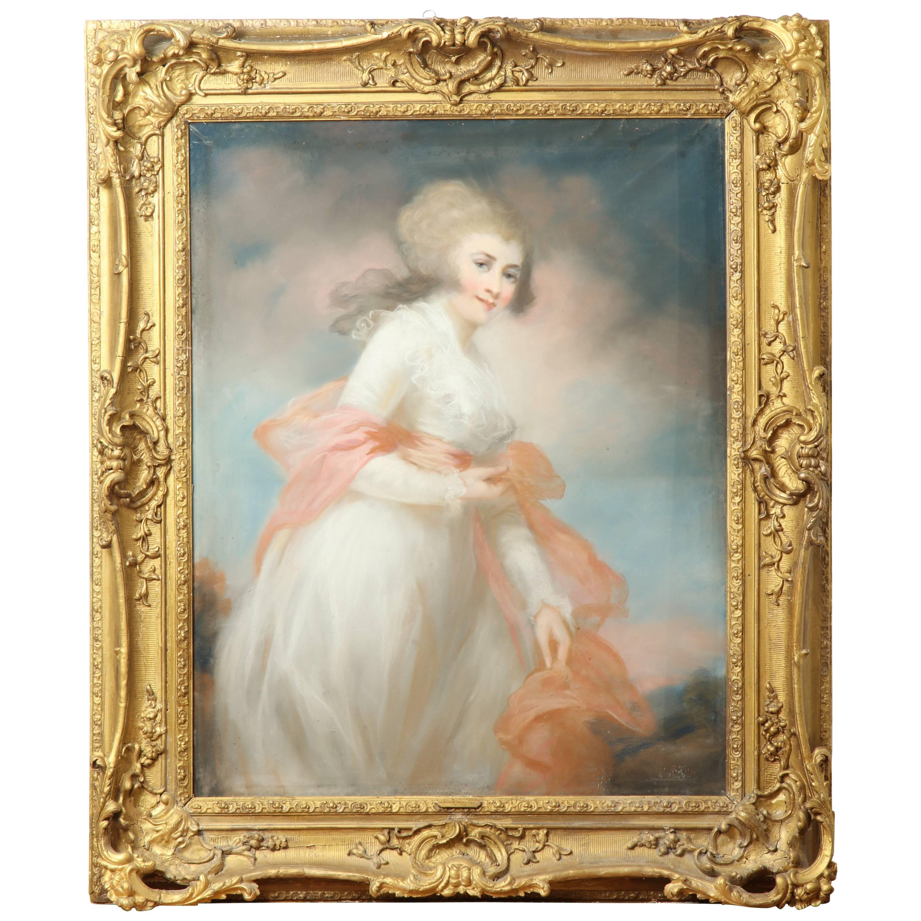Heroic Pastel of the Hon. Mrs. Stanhope For Sale