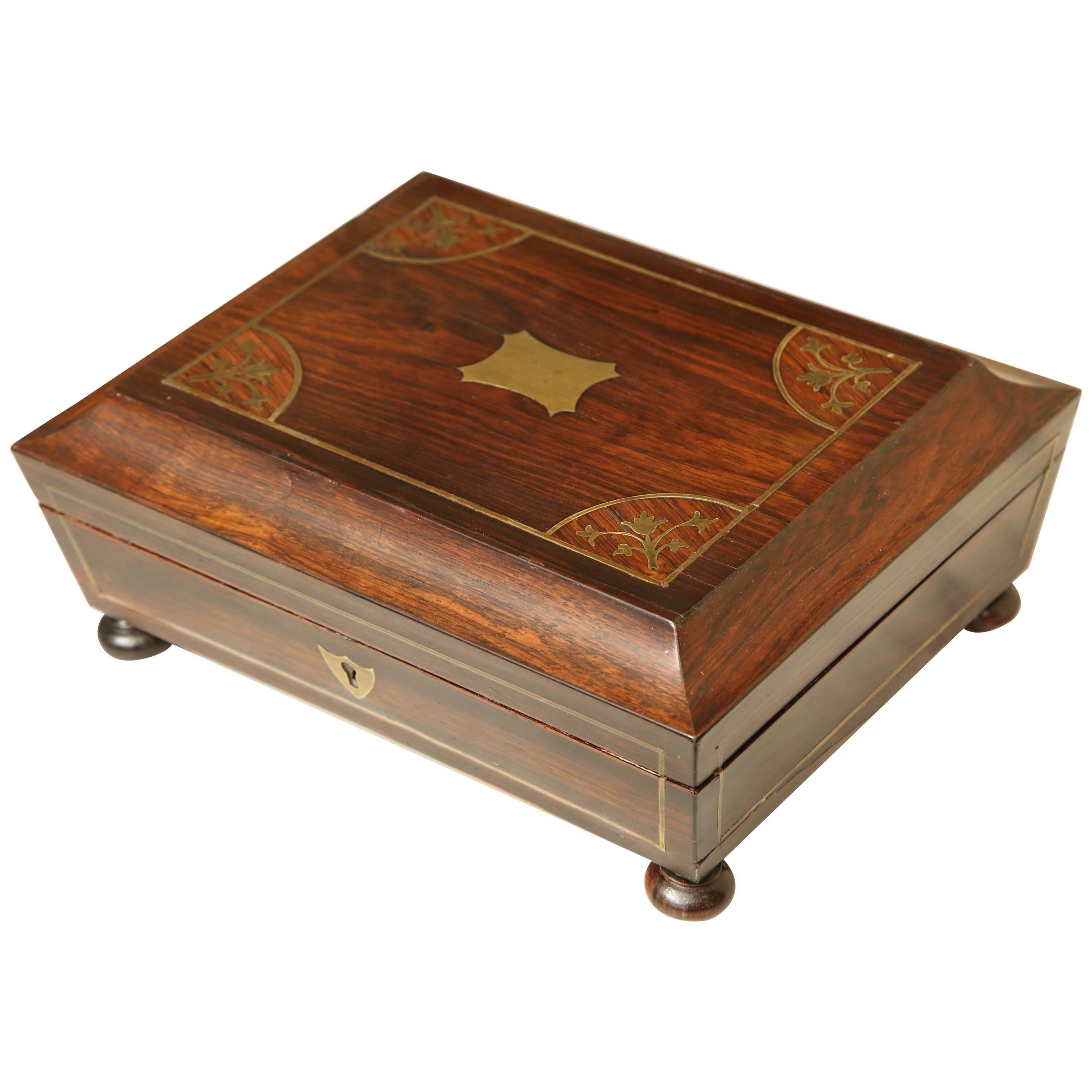 Beautifully Shaped Early 19th Century English Regency, Brass Inlaid Box