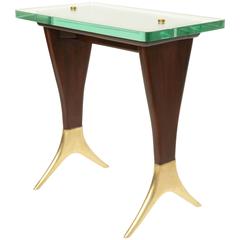 Mid-Century Wood and Brass Side or Cocktail Table Designed by Cesare Lacca 9