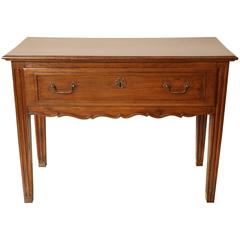 Used French 18th Century Walnut Console Table with a Shaped Apron and Single Drawer