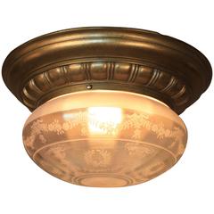 American Acid Etched Glass Flush Mount Light Fixture