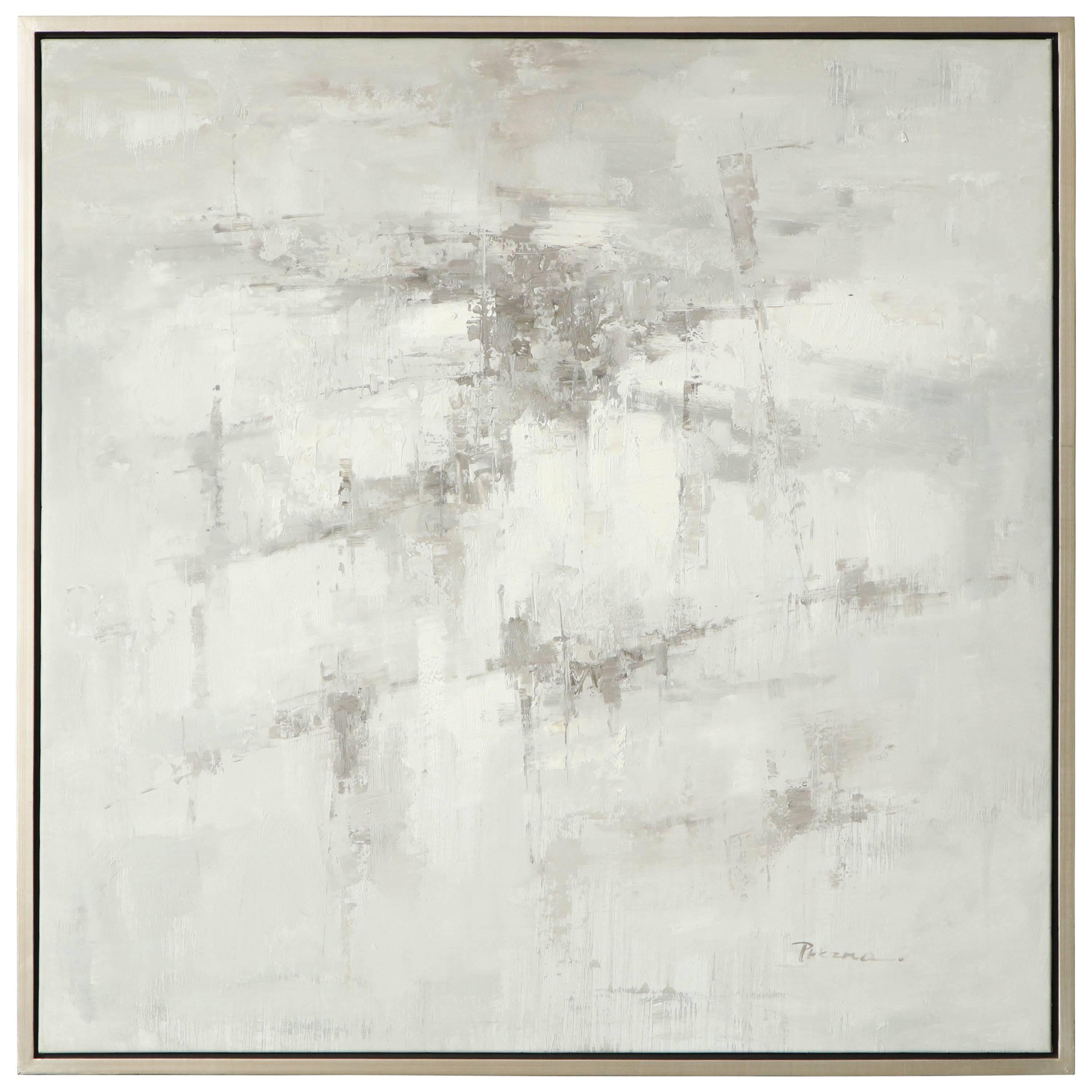 Contemporary Abstract Grey and White Original Oil on Canvas Painting at ...