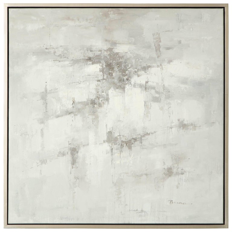 Contemporary Abstract Grey and White Original Oil on Canvas Painting at ...