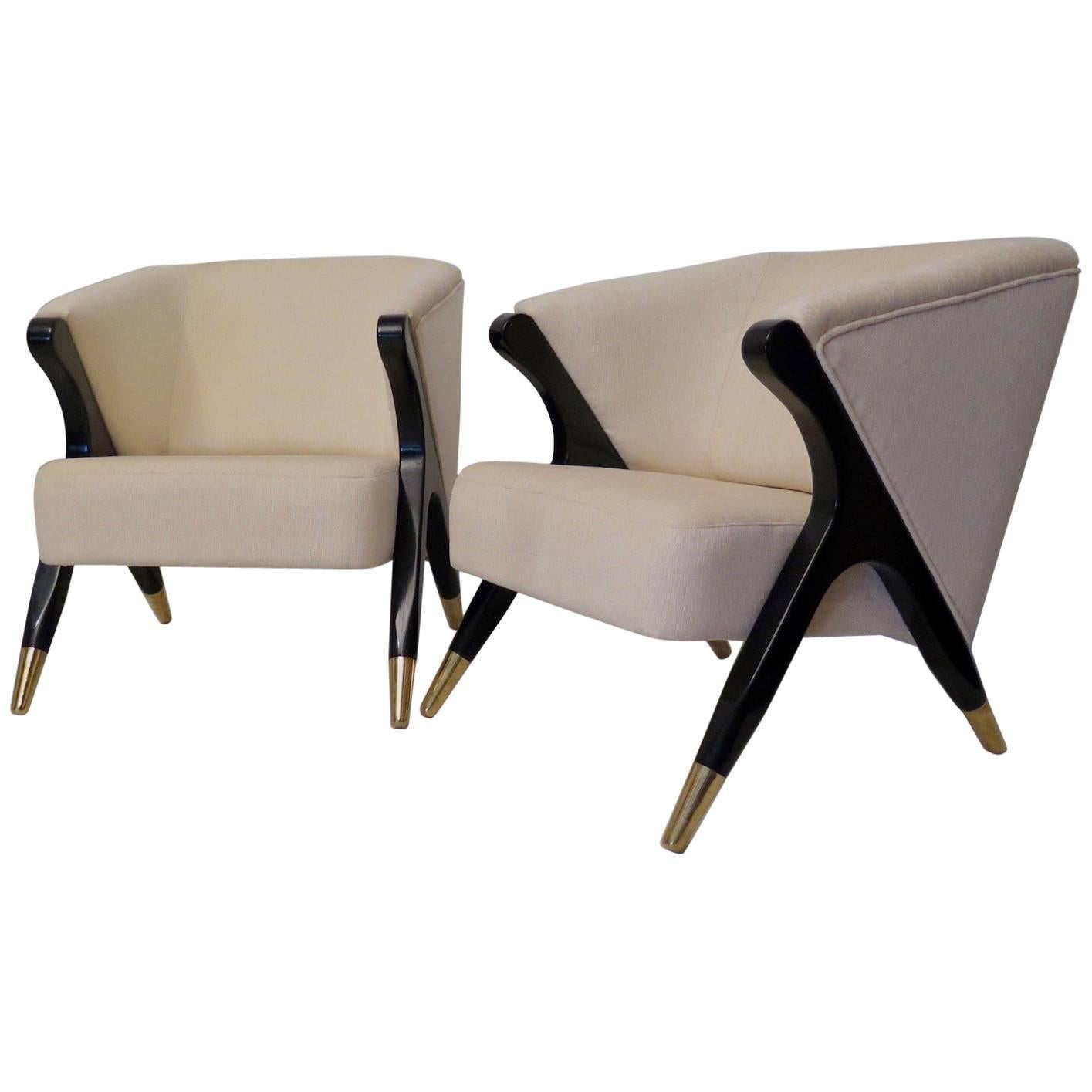 Two Art Deco Armchairs, Italy, 1930s