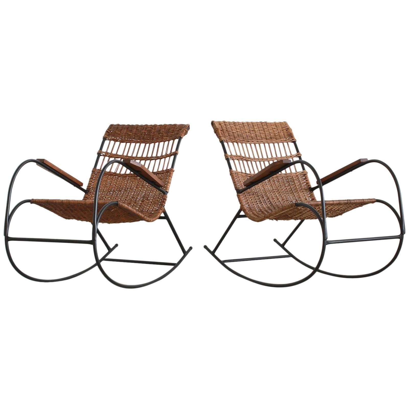 Pair of Wicker Rocking Chairs