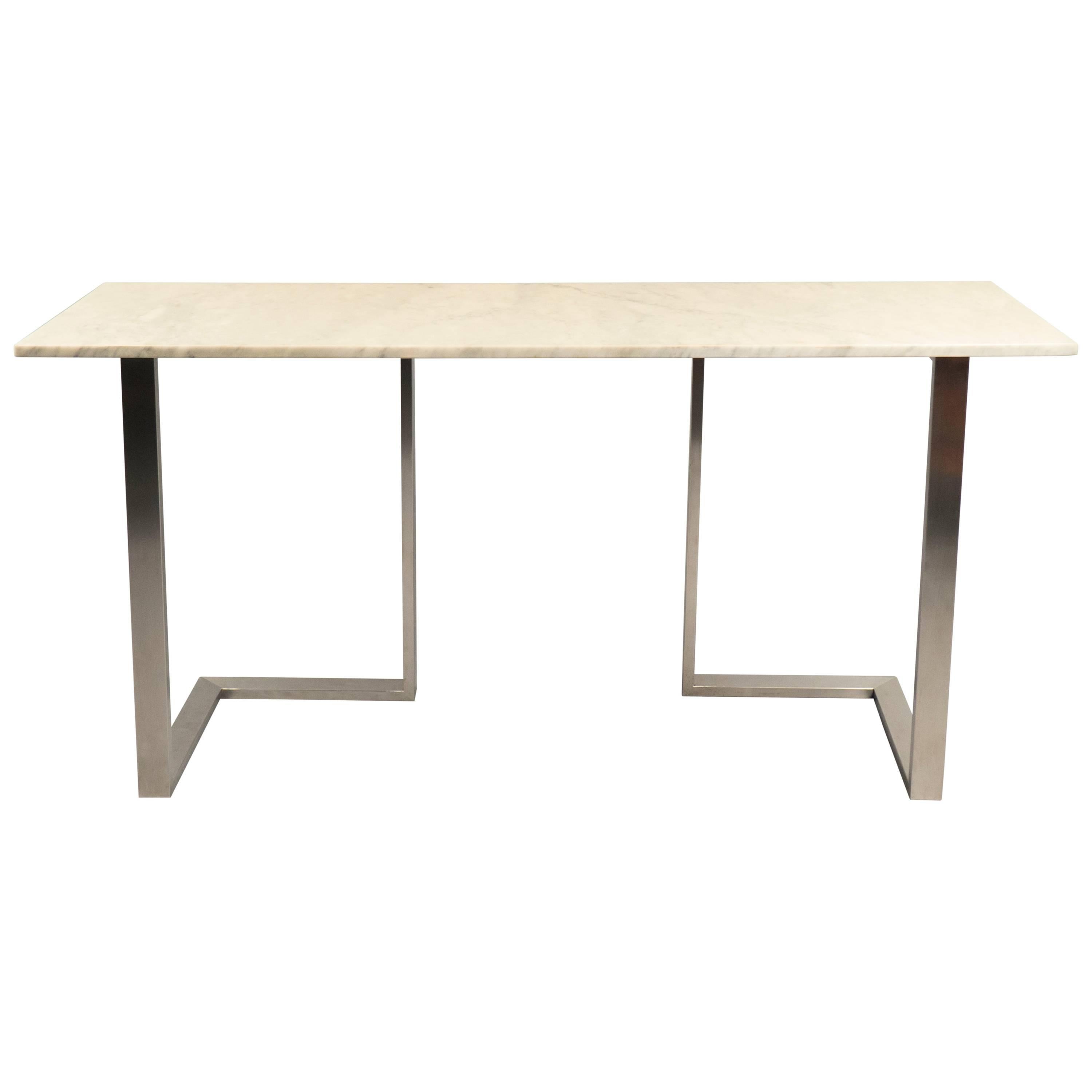 Marble and Nickel Console, France, 1970 For Sale