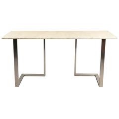 Vintage Marble and Nickel Console, France, 1970