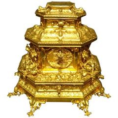 Outstanding French Gilt Bronze Table Jewellery Casket C.1850