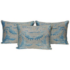 Set of Three Fortuny Fabric Cushions in a Neoclassical Pattern