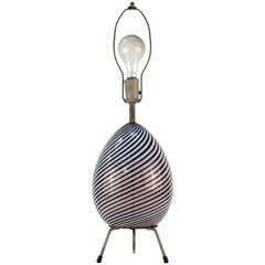 Venini Swirl Egg Lamp in White and Deep Plum