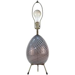 Venini Swirl Egg Lamp in White and Deep Plum 4