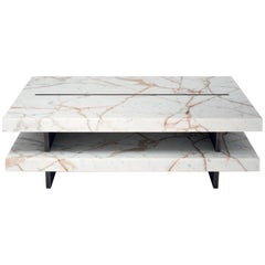Coffee Table in Calacatta Gold Marble&Brass by Stefano Belingardi Clusoni, Italy