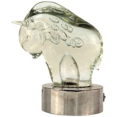 Gino Cenedese Murano Glass Bull Table Lamp