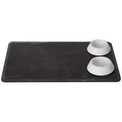 Serving Platter in Black Marquina Marble with Bowls in White Michelangelo 3