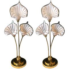 Pair of Italian Venetian / Murano Glass Style Lamps