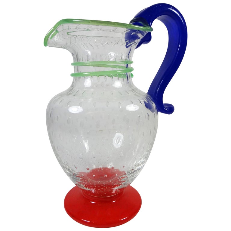 Italian MidCentury Murano Art Glass Pitcher at 1stDibs