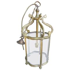 Antique Brass and Glass Hanging Lantern