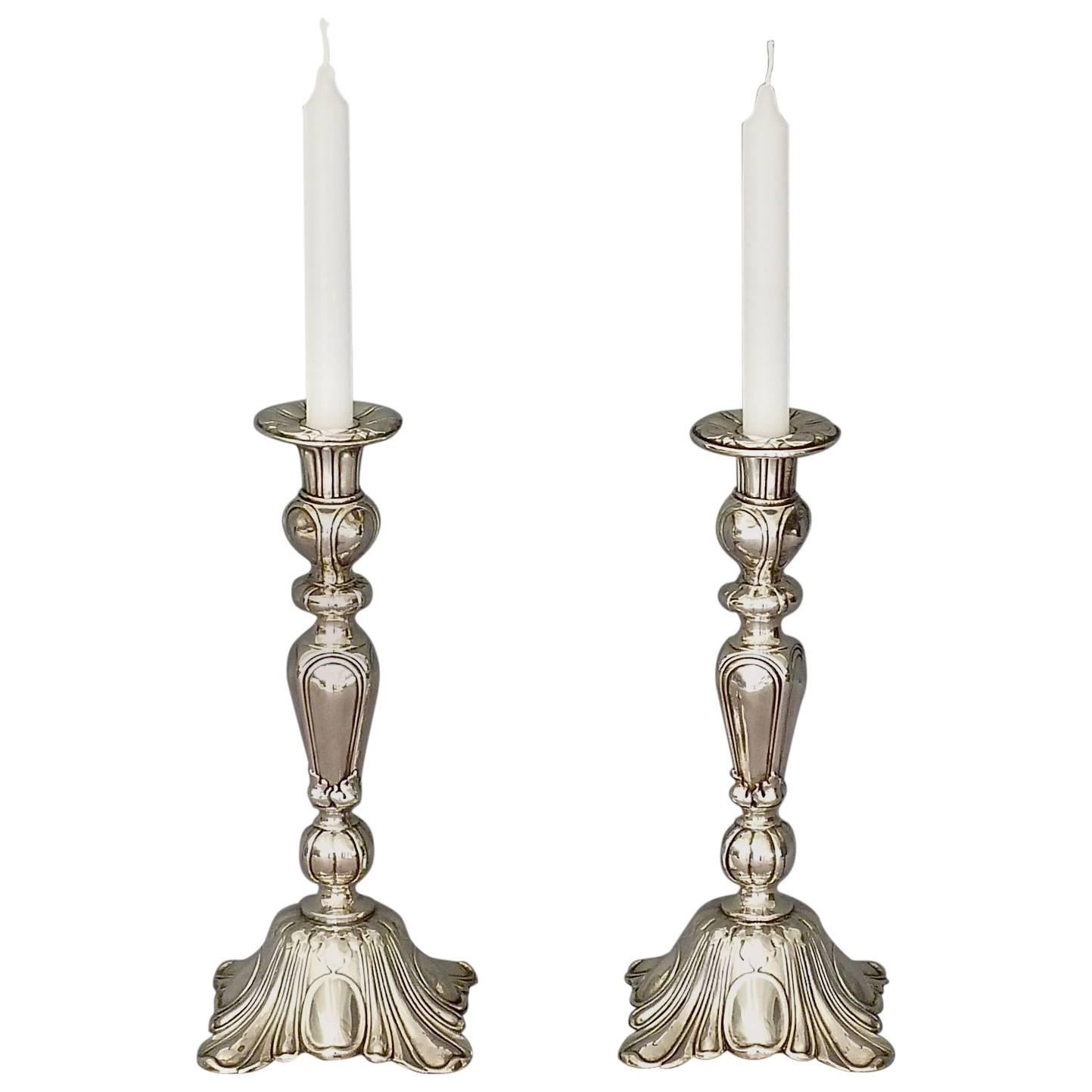 Antikes Paar WMF-Kerzenständer, versilbert, Barockstil 1900  im Angebot