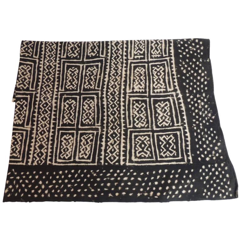 Vintage Graphic Bogolanfini African Mud Cloth Panel For Sale at 1stdibs