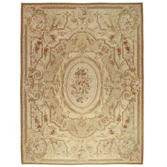 Vintage Aubusson Chinese Area Rug with French Chintz Style