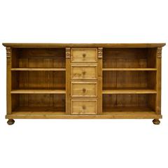Long Pine Bookcase with Four Drawers