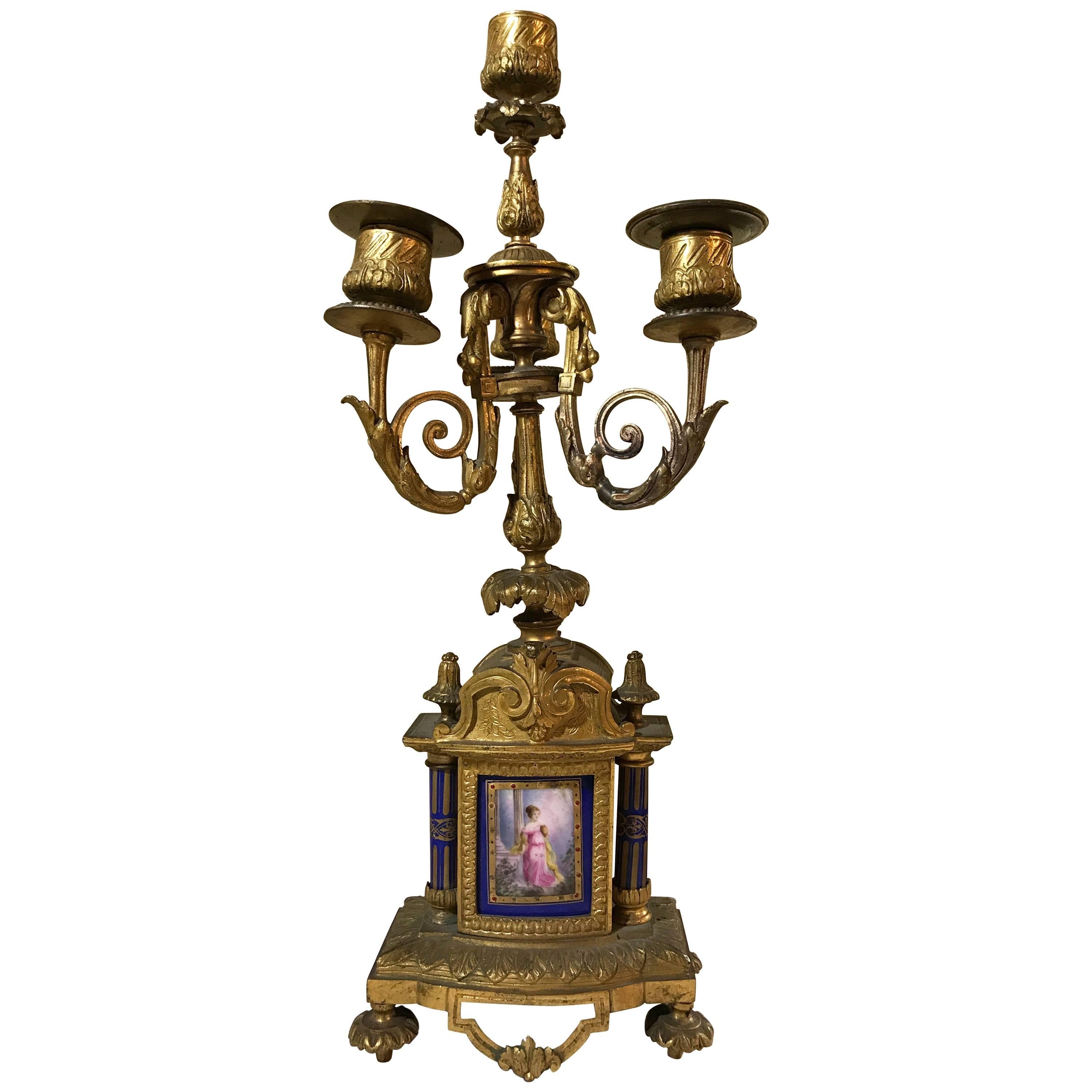 Bronze Four-Light Candelabra, 19th Century For Sale