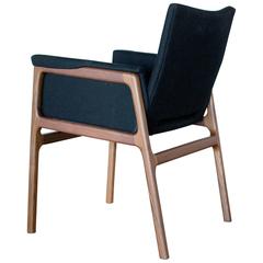 C08 Dining Chair with Solid Walnut Frame and Black Wool Upholstery