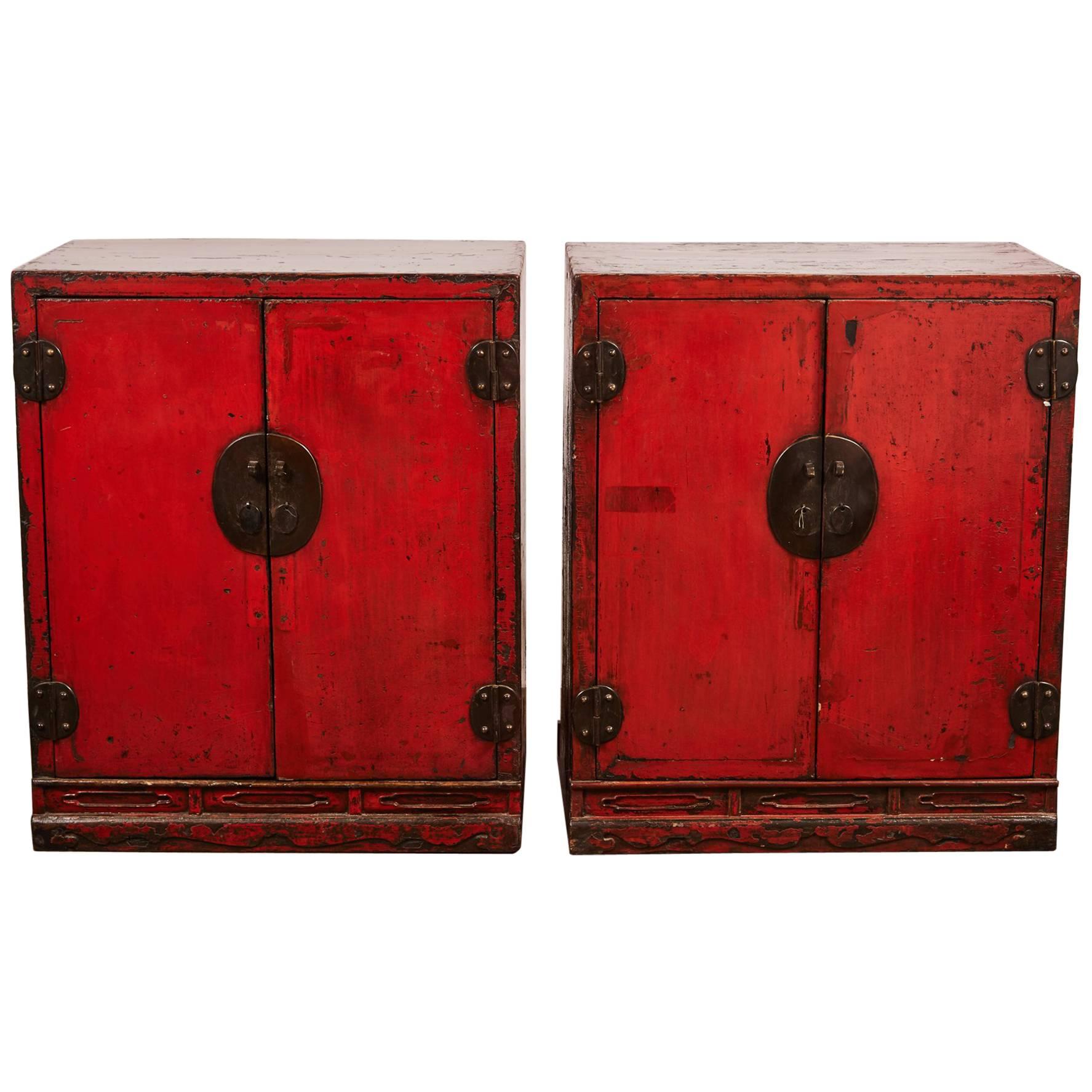 18th Century Chinese Pair of Two-Door Cabinets