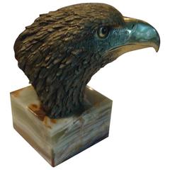 Bronze Eagle Head on Agate Plinth by David Spellerberg