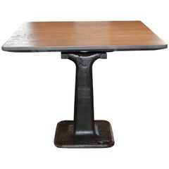 Vintage French Machine Base with Oak Top in Basalt Finish