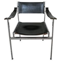 Modernist Chrome/Leather Sling Chair