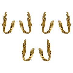 Set of Six Brass Hooks in Brass