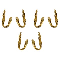 Set of Six Brass Hooks in Brass