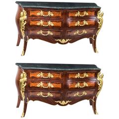 Huge Pair of Louis Revival Walnut Kingwood Commodes Chests