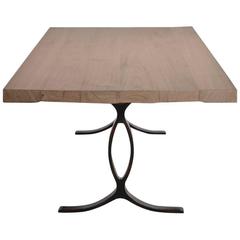 Eight-Seat Dining Table, Bleached Reclaimed Wood on Brass Base, by P. Tendercool 1