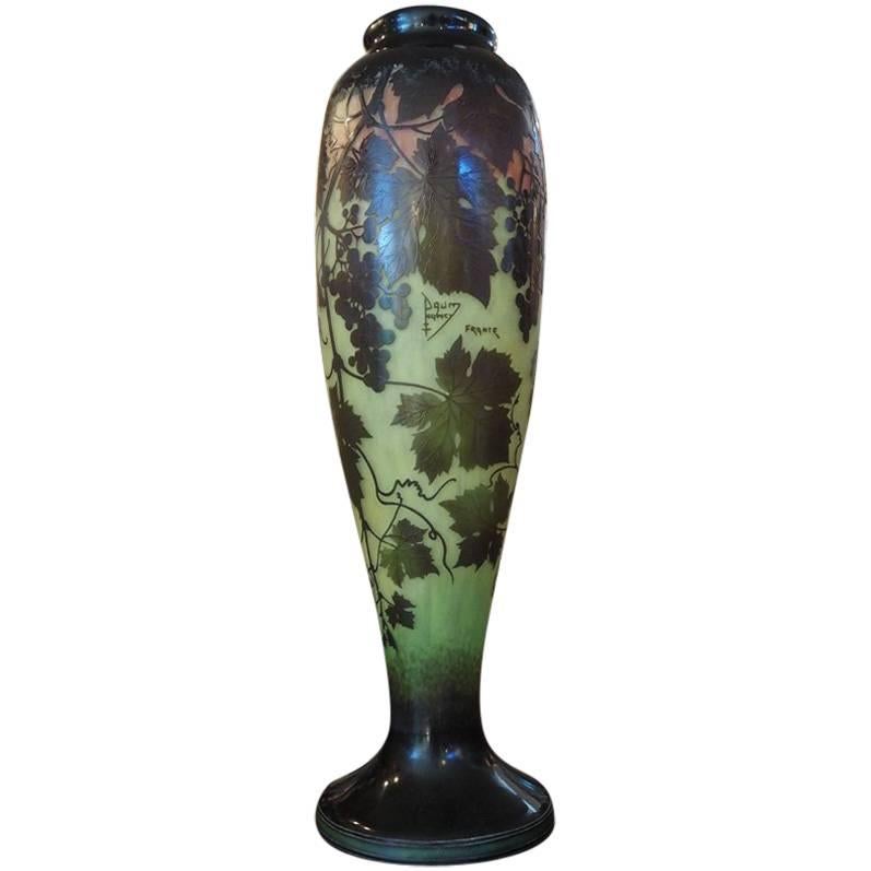 Monumental Cameo Glass Vase by Daum Frères, circa 1900 For Sale