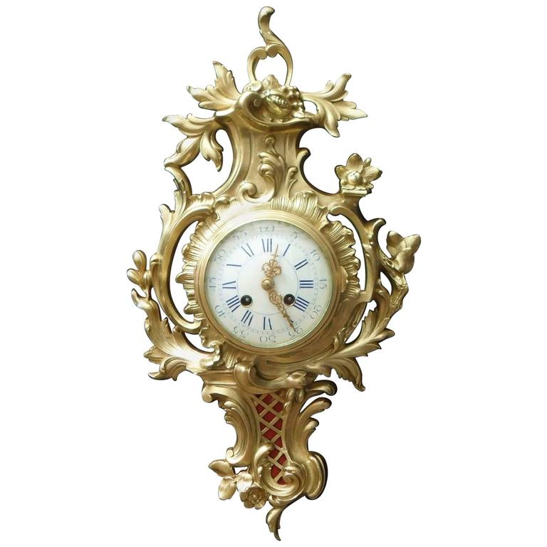 French Bronze Gilt Rococo Style Wall Clock For At 1stdibs French Bronze Gilt Rococo Style Wall Clock For