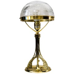 Lampada da tavolo Art Nouveau con vetro tagliato originale, 1908 circa