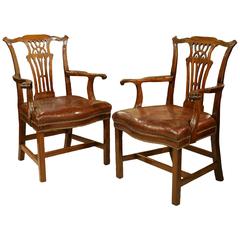 Pair of 18th Century Mahogany Carver Armchairs