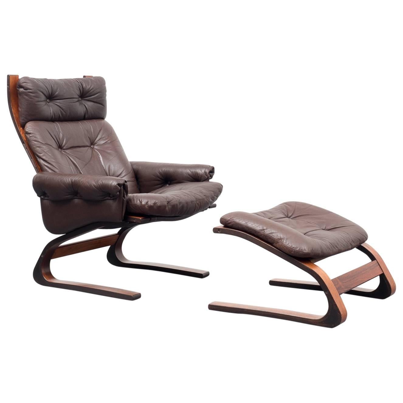 1960s Cantilever Chair "Kengu" with Low Couch