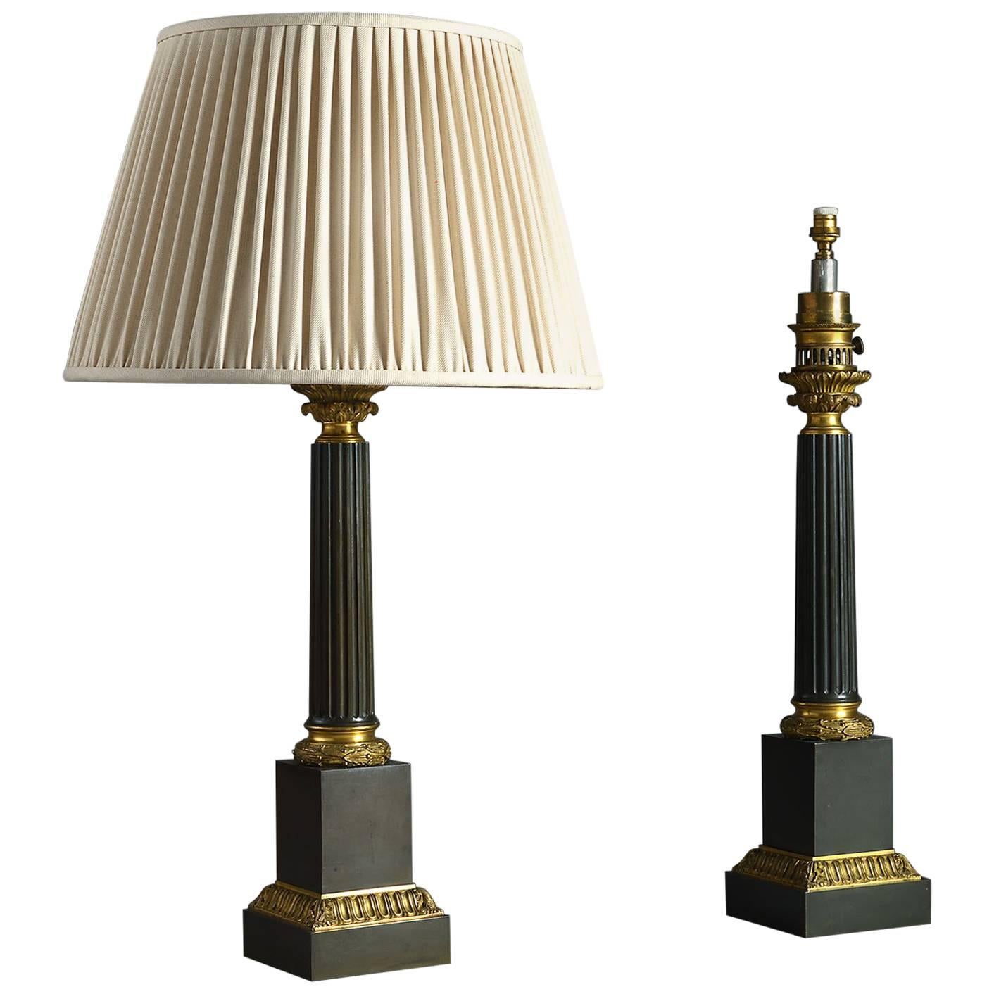 Fine Pair of Bronze Empire Tole Lamps