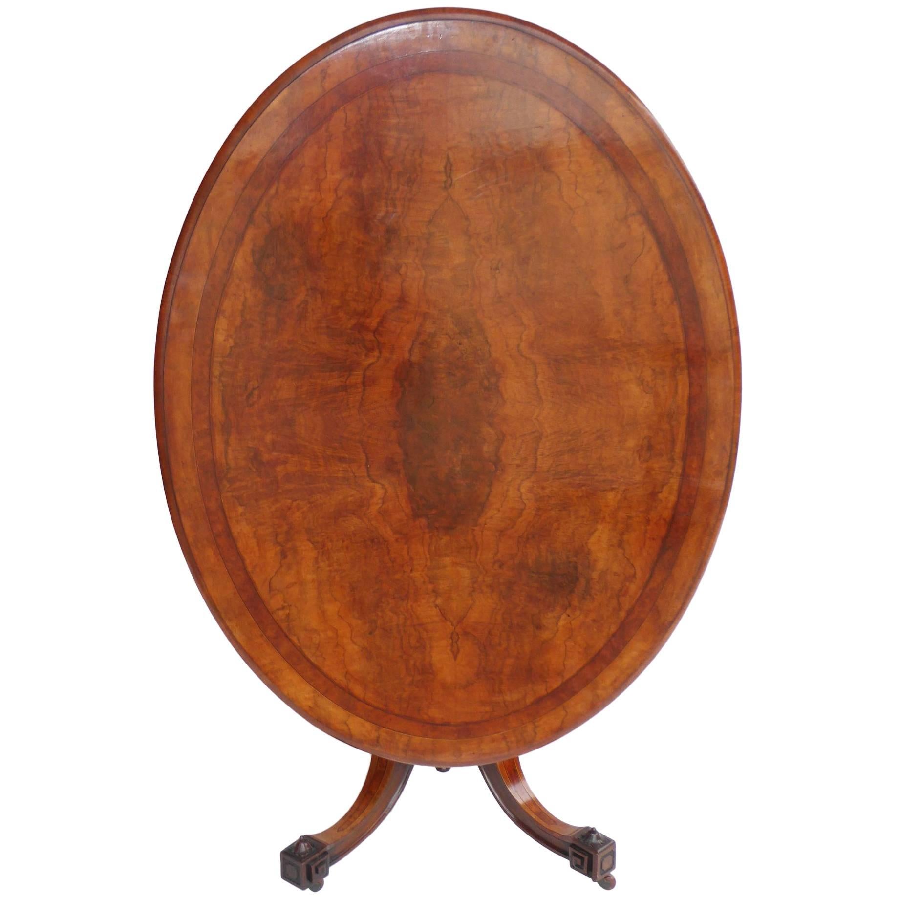19th Century Victorian Burr Walnut Oval Loo Table