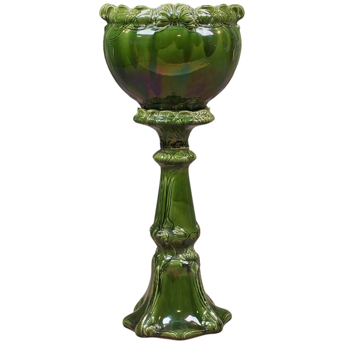 Antique Jardinière, Victorian Majolica Plant Stand