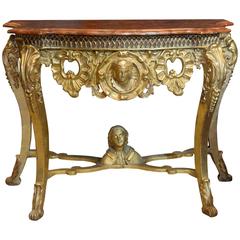 Giltwood and Gesso Marble-Topped Console Table 4