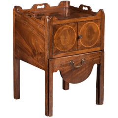 George III Period Mahogany Side Commode with a Shaped Gallery Top