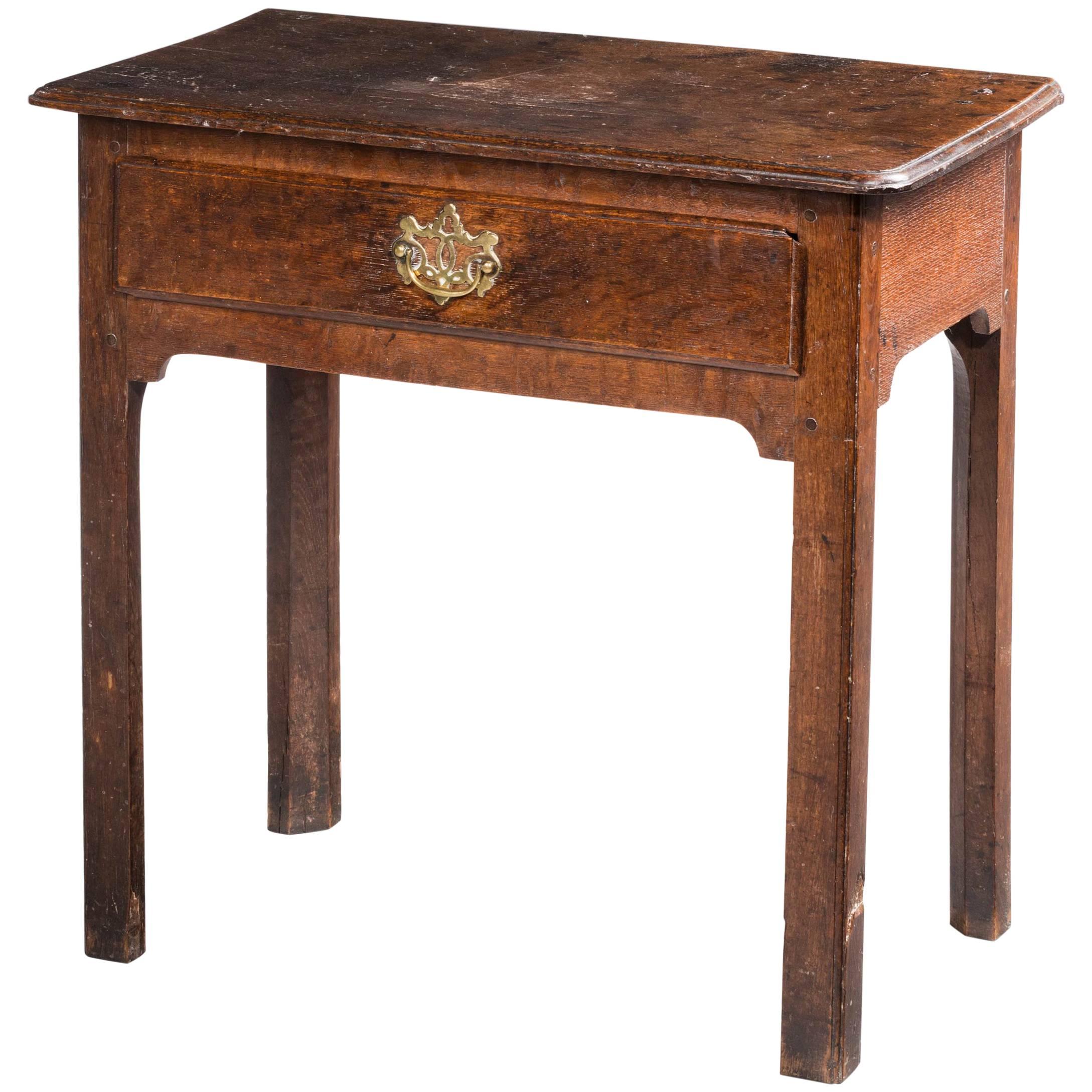 Mid-18th Century Single Drawer Side Table, on Square Shaped Supports